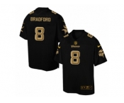 Men's Nike Minnesota Vikings #8 Sam Bradford Elite Black Pro Line Gold Collection NFL Jersey