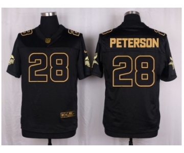 Nike Minnesota Vikings #28 Adrian Peterson black Pro Line Gold Collection Jersey[Elite]