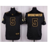 Nike Minnesota Vikings #5 Teddy Bridgewater black Pro Line Gold Collection Jersey[Elite]