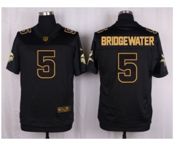 Nike Minnesota Vikings #5 Teddy Bridgewater black Pro Line Gold Collection Jersey[Elite]