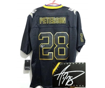 nike nfl jerseys minnesota vikings #28 peterson black[Elite lights out signature]