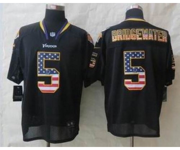 nike nfl jerseys minnesota vikings #5 bridgewater black[Elite USA flag fashion][bridgewater]