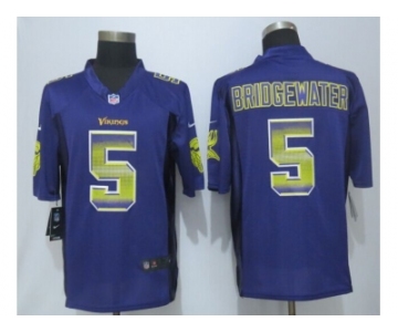 2015 new nike minnesota vikings #5 bridgewater purple strobe jerseys[limited]