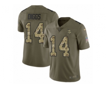 Men Nike Minnesota Vikings #14 Stefon Diggs Limited Olive Camo 2017 Salute to Service NFL Jersey