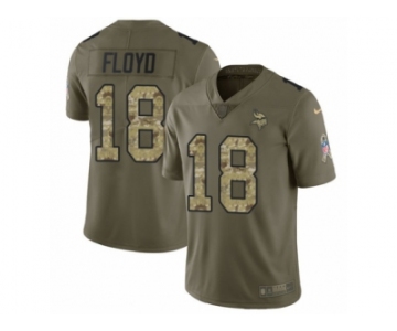 Men Nike Minnesota Vikings #18 Michael Floyd Limited Olive Camo 2017 Salute to Service NFL Jersey