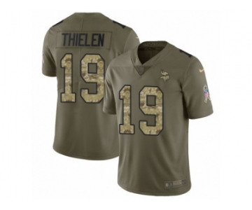 Men Nike Minnesota Vikings #19 Adam Thielen Limited Olive Camo 2017 Salute to Service NFL Jersey