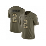 Men Nike Minnesota Vikings #2 Kai Forbath Limited Olive Camo 2017 Salute to Service NFL Jersey