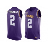 Men Nike Minnesota Vikings #2 Kai Forbath Limited Purple Player Name & Number Tank Top NFL Jersey