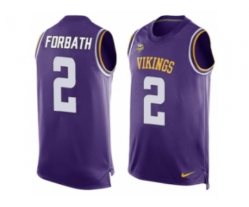 Men Nike Minnesota Vikings #2 Kai Forbath Limited Purple Player Name & Number Tank Top NFL Jersey