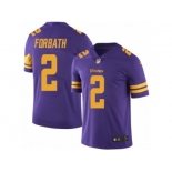 Men Nike Minnesota Vikings #2 Kai Forbath Limited Purple Rush Vapor Untouchable NFL Jersey