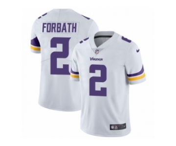 Men Nike Minnesota Vikings #2 Kai Forbath White Vapor Untouchable Limited Player NFL Jersey