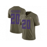 Men Nike Minnesota Vikings #20 Mackensie Alexander Limited Olive 2017 Salute to Service NFL Jersey