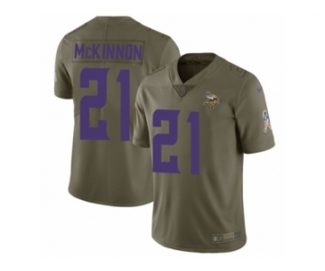 Men Nike Minnesota Vikings #21 Jerick McKinnon Limited Olive 2017 Salute to Service NFL Jersey