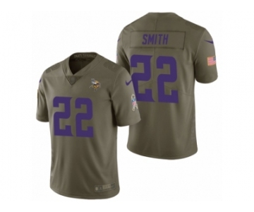 Men Nike Minnesota Vikings #22 Harrison Smith Olive 2017 Salute to Service Limited Jerseys