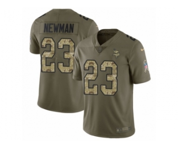 Men Nike Minnesota Vikings #23 Terence Newman Limited Olive Camo 2017 Salute to Service NFL Jersey