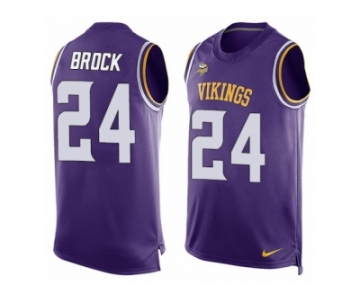 Men Nike Minnesota Vikings #24 Tramaine Brock Limited Purple Player Name & Number Tank Top NFL Jersey