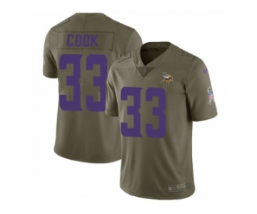 Men Nike Minnesota Vikings #33 Dalvin Cook Limited Olive 2017 Salute to Service NFL Jersey