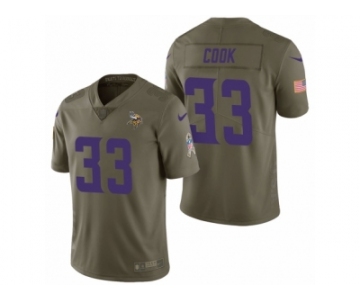 Men Nike Minnesota Vikings #33 Dalvin Cook Olive 2017 Salute to Service Limited Jerseys