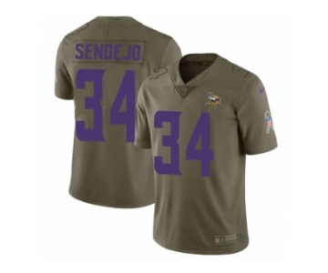 Men Nike Minnesota Vikings #34 Andrew Sendejo Limited Olive 2017 Salute to Service NFL Jersey