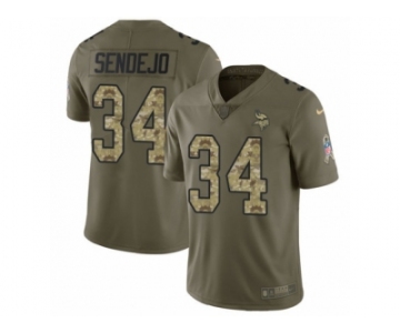 Men Nike Minnesota Vikings #34 Andrew Sendejo Limited Olive Camo 2017 Salute to Service NFL Jersey