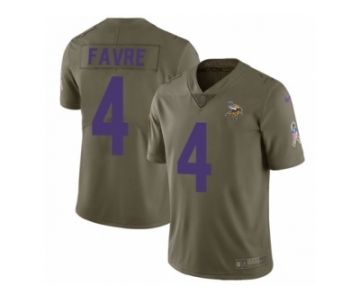 Men Nike Minnesota Vikings #4 Brett Favre Limited Olive 2017 Salute to Service NFL Jersey