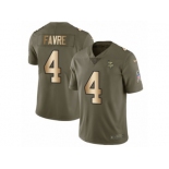 Men Nike Minnesota Vikings #4 Brett Favre Limited Olive Gold 2017 Salute to Service NFL Jersey