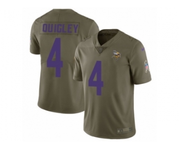 Men Nike Minnesota Vikings #4 Ryan Quigley Limited Olive 2017 Salute to Service NFL Jersey