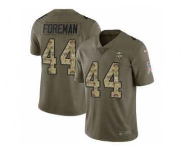 Men Nike Minnesota Vikings #44 Chuck Foreman Limited Olive Camo 2017 Salute to Service NFL Jersey