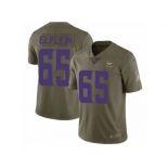 Men Nike Minnesota Vikings #65 Pat Elflein Limited Olive 2017 Salute to Service NFL Jersey