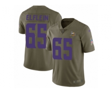 Men Nike Minnesota Vikings #65 Pat Elflein Limited Olive 2017 Salute to Service NFL Jersey