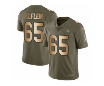 Men Nike Minnesota Vikings #65 Pat Elflein Limited Olive Gold 2017 Salute to Service NFL Jersey