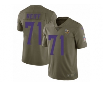 Men Nike Minnesota Vikings #71 Riley Reiff Limited Olive 2017 Salute to Service NFL Jersey