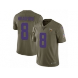 Men Nike Minnesota Vikings #8 Sam Bradford Limited Olive 2017 Salute to Service NFL Jersey