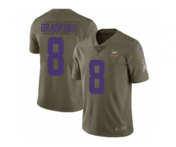 Men Nike Minnesota Vikings #8 Sam Bradford Limited Olive 2017 Salute to Service NFL Jersey