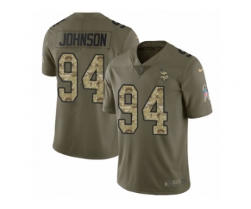 Men Nike Minnesota Vikings #94 Jaleel Johnson Limited Olive Camo 2017 Salute to Service NFL Jersey