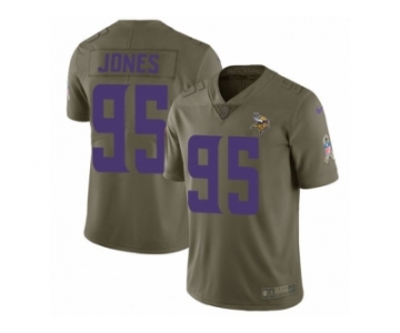 Men Nike Minnesota Vikings #95 Datone Jones Limited Olive 2017 Salute to Service NFL Jersey