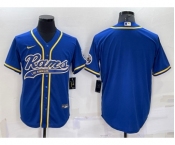 Men's Los Angeles Rams Blank Royal Blue With Patch Cool Base Stitched Baseball Jersey