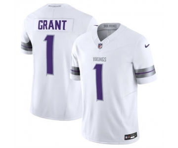 Men's Minnesota Vikings #1 Bud Grant White F.U.S.E. Winter Warrior Limited Football Stitched Jersey