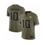 Men's Minnesota Vikings #10 Fran Tarkenton 2022 Olive Salute To Service Limited Stitched Jersey