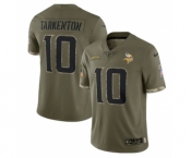 Men's Minnesota Vikings #10 Fran Tarkenton 2022 Olive Salute To Service Limited Stitched Jersey