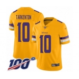 Men's Minnesota Vikings #10 Fran Tarkenton Limited Gold Inverted Legend 100th Season Football Jersey