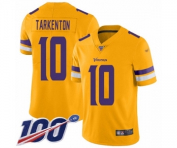 Men's Minnesota Vikings #10 Fran Tarkenton Limited Gold Inverted Legend 100th Season Football Jersey