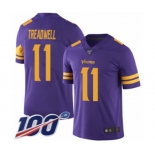 Men's Minnesota Vikings #11 Laquon Treadwell Limited Purple Rush Vapor Untouchable 100th Season Football Jersey