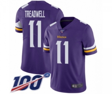 Men's Minnesota Vikings #11 Laquon Treadwell Purple Team Color Vapor Untouchable Limited Player 100th Season Football Jersey