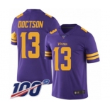 Men's Minnesota Vikings #13 Josh Doctson Limited Purple Rush Vapor Untouchable 100th Season Football Jersey