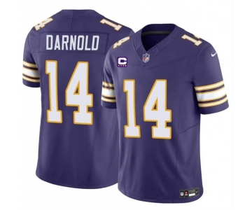 Men's Minnesota Vikings #14 Sam Darnold Purple 2024 F.U.S.E. Throwback With 4-Star C Patch Vapor Untouchable Limited Stitched Jersey