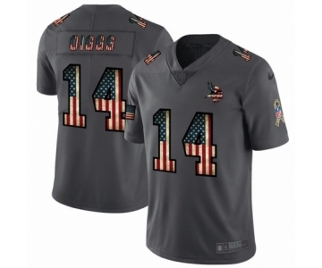 Men's Minnesota Vikings #14 Stefon Diggs Limited Black USA Flag 2019 Salute To Service Football Jersey