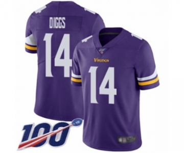 Men's Minnesota Vikings #14 Stefon Diggs Purple Team Color Vapor Untouchable Limited Player 100th Season Football Jersey