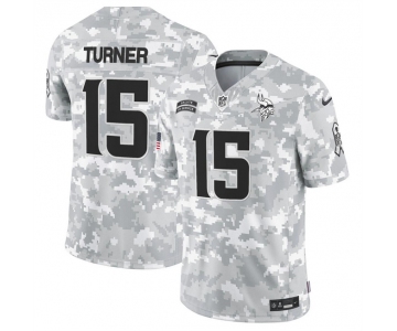 Men's Minnesota Vikings #15 Dallas Turner 2024 F.U.S.E Arctic Camo Salute To Service Limited Stitched Football Jersey