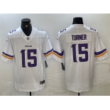 Men's Minnesota Vikings #15 Dallas Turner White 2024 Draft Vapor Untouchable Limited Football Stitched Jersey